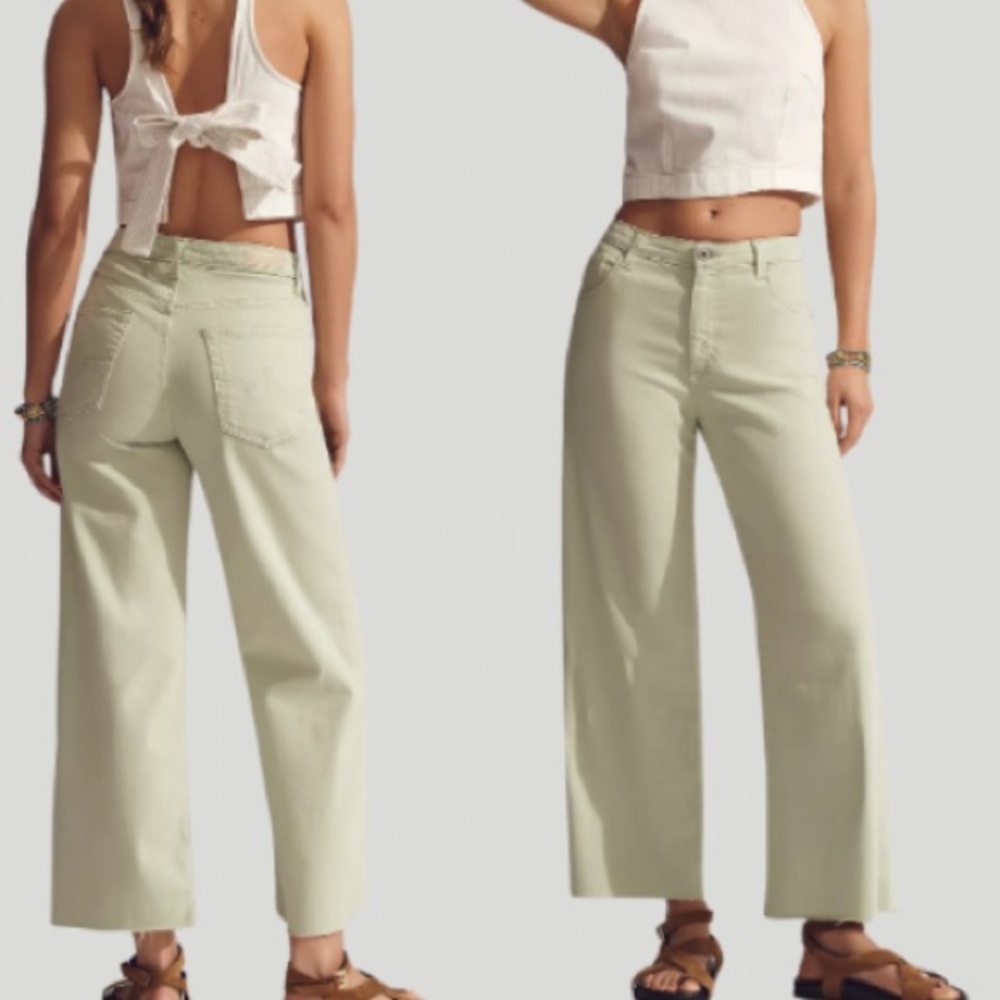 NWT AG Saige Wide Leg Crop Jeans - Pistachio - 28
